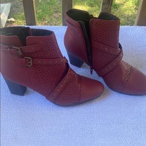 Red ankle boots with heel size 10